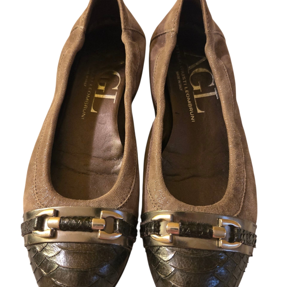 AGL Women's Brown Leather Flats